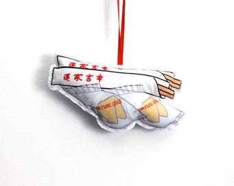 Fortune cookie ornament: Chinese take out Christmas ornament