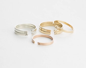 Personalized Stacking Ring • Custom Initial Ring, Personalized with Hand-Stamped Letters • Stackable Personalized Rings • LR501