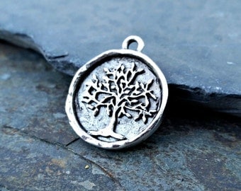 Tree of Life Coin Pendant Charm Silver N36,tree of life pendant,tree of life charm,tree of life coin,silver tree of life,silver tree pendant