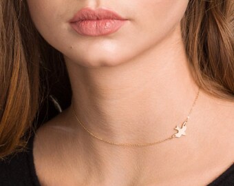 Gold Bird Necklace, Dove Necklace, Bird Necklace, Choker, Gold Dove Necklace, Layered Necklace, GOLD, SILVER, Bridesmaid Jewelry