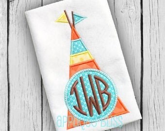 Teepee Applique Design - Camping - Summer - Monogram - Machine Embroidery - Indian - Native American - Arrows