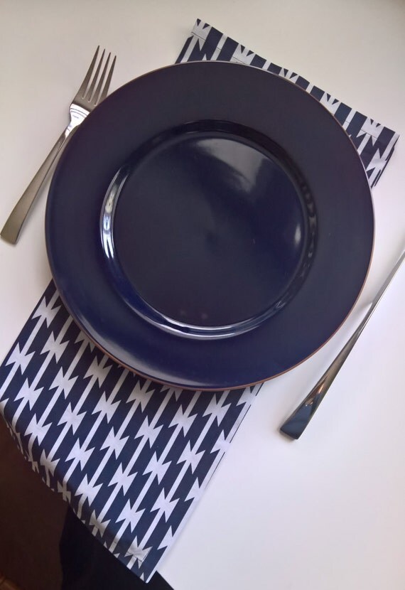 Navy and White Cloth Napkins Navy Dinner Napkins Navy Modern