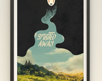 Studio Ghibli Spirited Away Poster // Spirited Away Wall Art // No Face Digital Painting Home Decor // Spirited Away No Face Poster Print