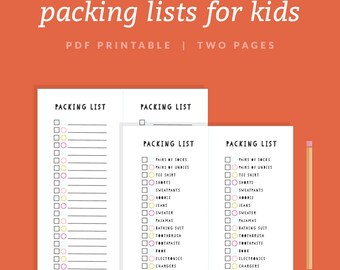 Packing List For Kids Packing List For Kids