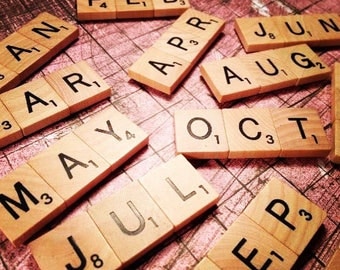 SCRABBLE Magnets "Months of the Year" Set of Twelve