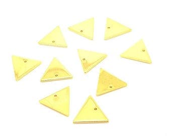 10 charms geometric triangles Golden 14x12mm