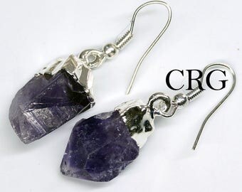 Silver Plated Amethyst Point Earrings (ER8BT)