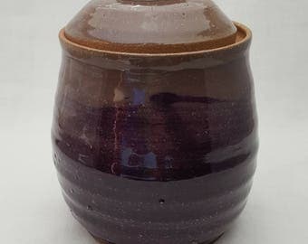 Ceramic stoneware lidded crock
