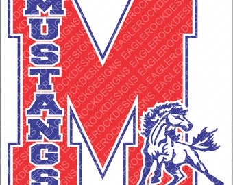 Varsity Letter SVG, DXF, EPS, Cut File for Cameo and Cricut, Mustangs Svg, Monogram Svg, Horse Svg, Instant Download