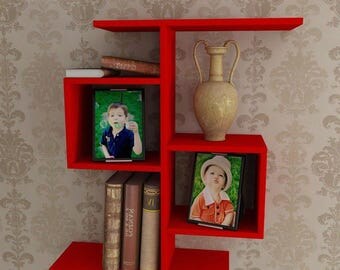 Red kids shelf-wall shelves