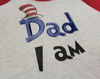 Dr Seuss Themed Family Shirts Mom,Dad,One I Am. Custom Vinyl in Next Level Apparel 3/4 Raglan Collection XS-XXL