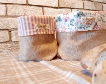 Cestina portapane in stoffa , portapane in tessuto , Contenitore porta pane , cesti di stoffa per il pane , porta tovaglioli