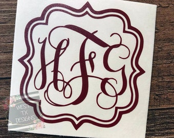Monogrammed Decal | Yeti Decal | Yeti Tumbler Decal | Custom Sticker | Yeti Cup Decal | Macbook Decal | RTIC decal | Personalized Decal