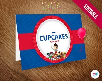 Paw Patrol Food Tent - Paw Patrol Editable Food Label - Printable Paw Patrol Food Label - Paw Patrol Printables - Paw Patrol Birthday