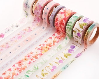 8Pc Blossoms of Blessings Washi Tape Set for Bible Journaling and Crafting