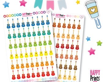 Acoustic Guitar Stickers, Planner Stickers