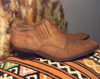 Vintage western ankle boots/booties/brown/tan/Size:7.5