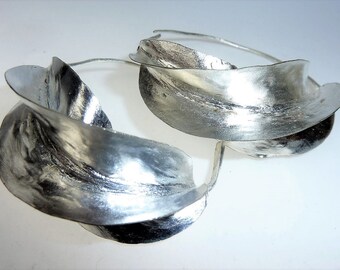 African Earrings, Big Traditional Silver-Plated African Fulani-Earrings, Peul Earrings, African Jewelry
