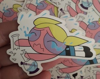 PowerPuff Girls Sticker (( Bubbles Broken Bong ))