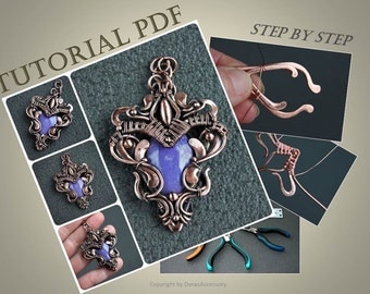 Tutorial wire wrapped pendant PDF - wire wrap tutorial - tutorial wire wrapped jewelry - wire tutorial - wire wrapped workshop