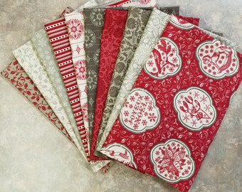 10 HALF YARD Moda French General Joyeux Noel Rouge 10 Half Yard Bundle