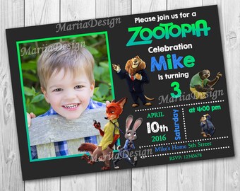Zootopia invitation, Zootopia invitation for Boy, Zootopia Birthday Invitation, Zootopia Invitation with Photo, Zootopia Party - ONLY FILE