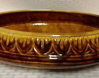 Vintage Oval FLORACAL Brown and Yellow Drip Planter