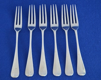 Six Antique Solid Silver Dessert Forks - London 1897 - Sterling Silver Flatware - Dinner Dining - Dessert Pudding Victorian cutlery