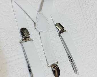 White suspenders, baby boy suspenders, suspenders, toddler suspenders, baby suspenders, white boy suspenders, classic white suspenders
