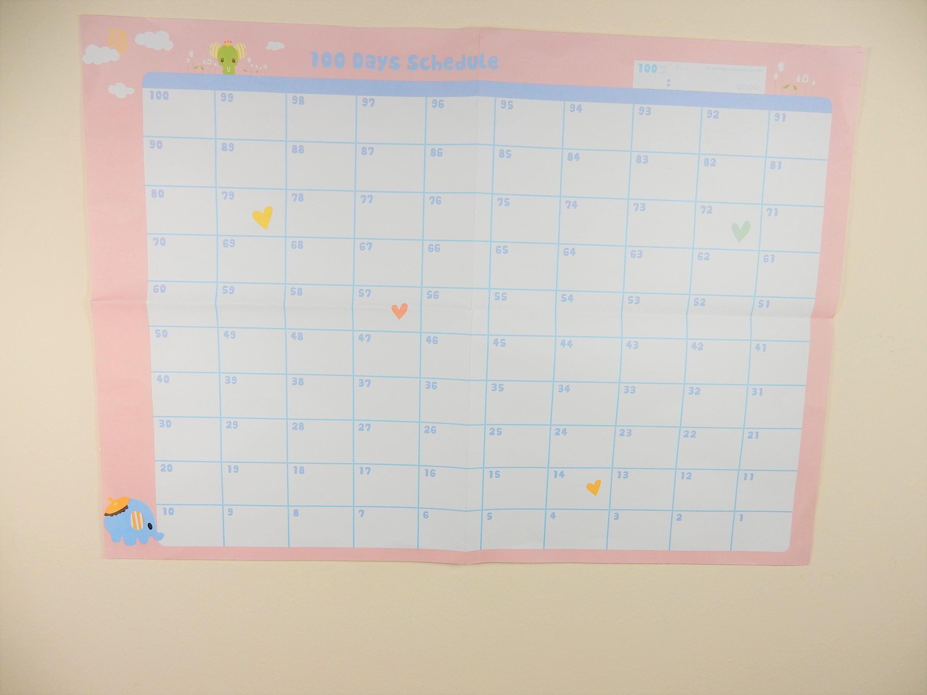 100 Days Challenge Calendar Wall Planner Countdown Calendar