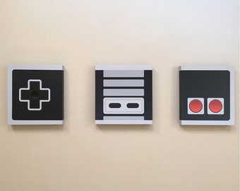 Minimal NES Controller Canvas Prints Set of 3