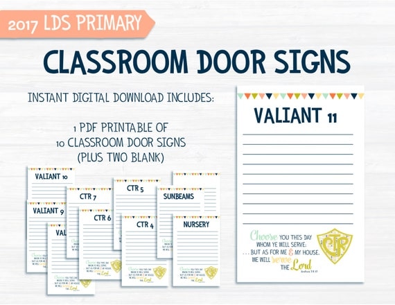 Class Door Signs for 2017 LDS Primary Theme