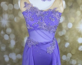 lyrical dance costume, custom dance costume, competition dance costume ,lilac dance costume, dance costume