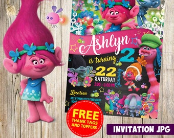 Trolls Invitation, Trolls Party, Trolls Birthday Invitation, Girl Trolls Invitation, Boy Trolls Invitation, Trolls Theme Printables