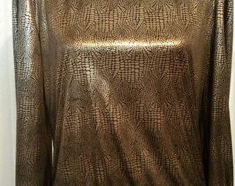 Lindsey Blake Metalic Exotic Print Shirt. Size Small
