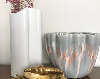 Tall White Ceramic Vase//Unique Glazed Pottery//Modern Porcelain Vessel