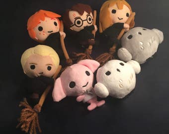 Harry Potter Soft Plush Beanie Keyring Keychain Key Ring chain Toy Doll - Hermoine / Ron / Hedwig Owl / Dobby / Errol