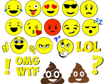 Emoji SVG Bundle, Emoji svg, Emoji clipart, face svg, emoticon svg files silhouette cricut png, cut files, vinyl cutting