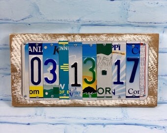 Anniversary Gift -- Wedding Gift-- CUSTOMIZED-- Custom-- Unique License Plate Signs-- Wedding Present or Anniversary Present-- Upcycled