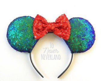 Little Mermaid Mickey Ears, Ariel Mickey Ears, Little Mermaid Sequin Mickey Ears, Sequin Minnie Ears, Sequin Mickey Ears,Little Mermaid Ears