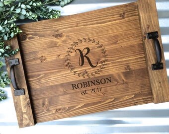 Rustic Personalized Serving Tray, Custom Wood Tray, Rustic Wedding Gift, Anniversary Gift