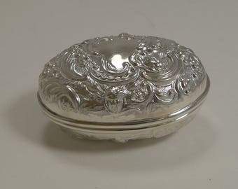 Antique English Sterling Silver Travel Soap Box by William Comyns