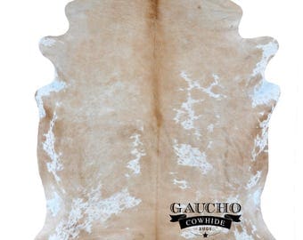 Creamy Beige & White Cowhide Rug - Premium Quality - Free Shipping