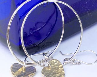 sterling heart hoops earrings shaped silver extra hoop hammered