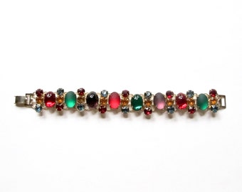 Vintage Faux Gemstone Colorful Statement Bracelet
