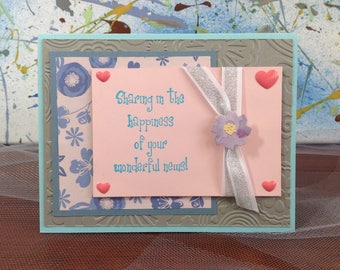 Handmade Wonderful News card, Sharing in the happines