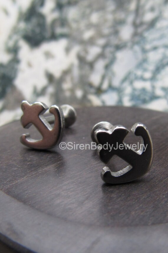 Tragus piercing earring 16g anchor flat back earrings helix