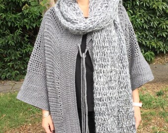 Wool coat,Scarf,Handcrochet, Med/ Large