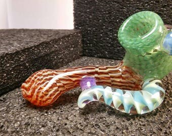 Heady sherlock multicolored hand blown glass pipe!