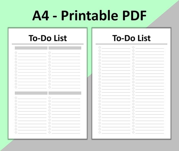 Printable To Do List A4 | to do list printable to do list planner for filofax a4 a4 Printable To Do List A4 | to do list printable to do list planner for filofax a4 a4